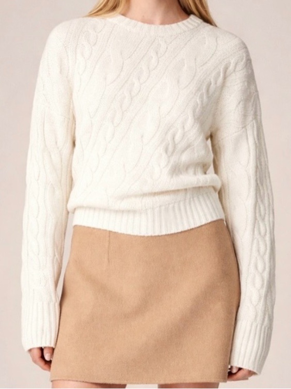 NWT J. CREW Spring Street Cashmere Twisted Cable-knit Sweater Ivory Medium CO589 - Picture 15 of 15